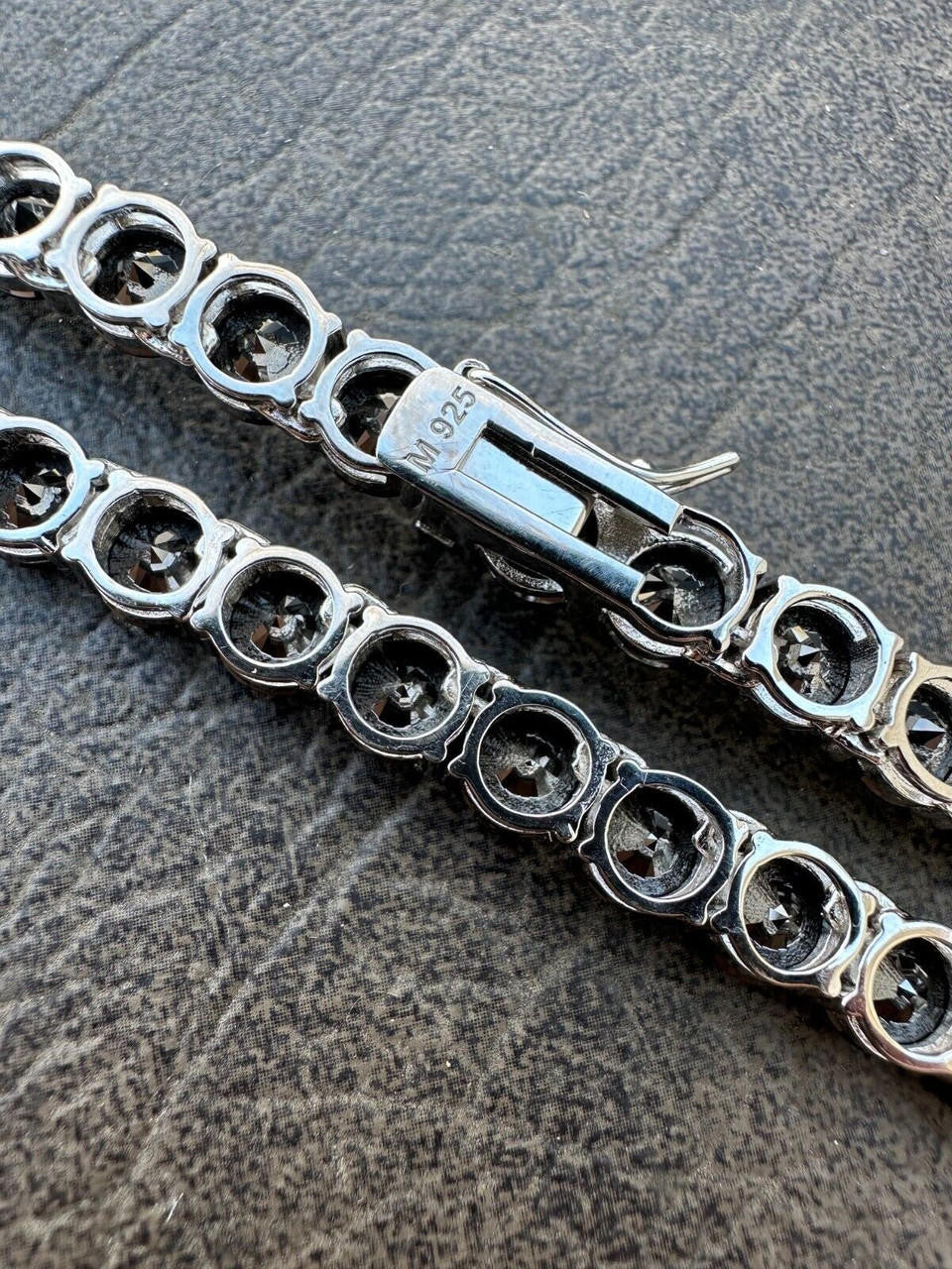 Italiano Silver, Inc. Real Black MOISSANITE Big 7mm Tennis Chain 925 Silver Iced Necklace Pass Tester