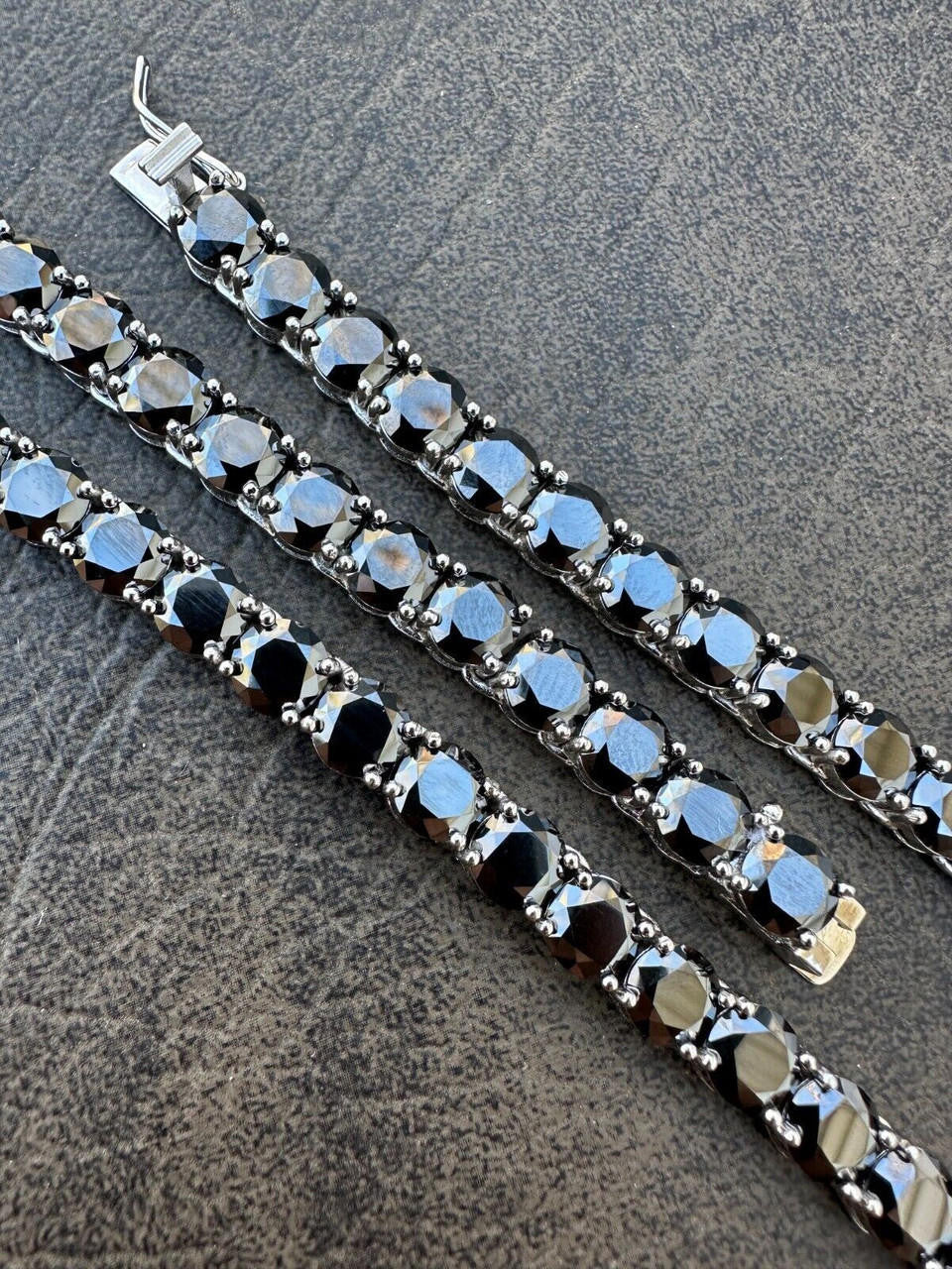 Italiano Silver, Inc. Real Black MOISSANITE Big 7mm Tennis Chain 925 Silver Iced Necklace Pass Tester