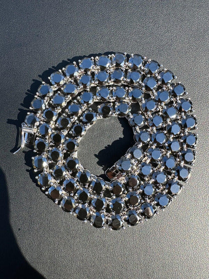 Italiano Silver, Inc. Real Black MOISSANITE Big 7mm Tennis Chain 925 Silver Iced Necklace Pass Tester
