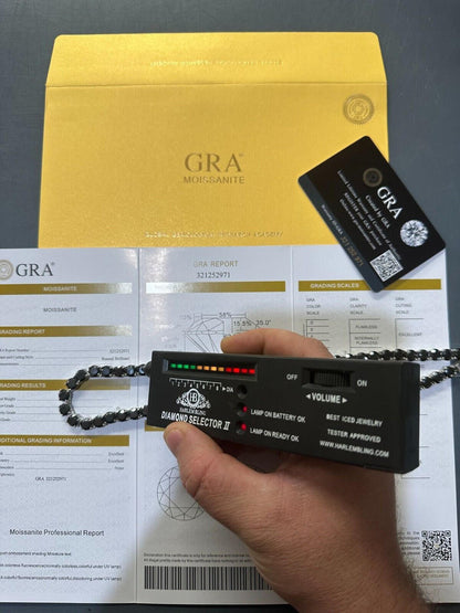 Italiano Silver, Inc. Real Black MOISSANITE Big 7mm Tennis Chain 925 Silver Iced Necklace Pass Tester