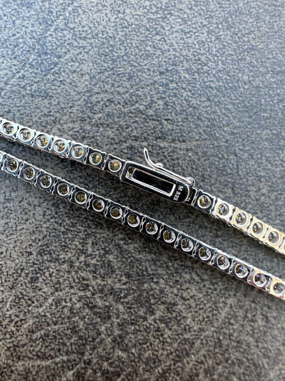 Italiano Silver, Inc. Real Blue Gray MOISSANITE 3mm Tennis Chain 925 Silver Iced Necklace Pass Tester