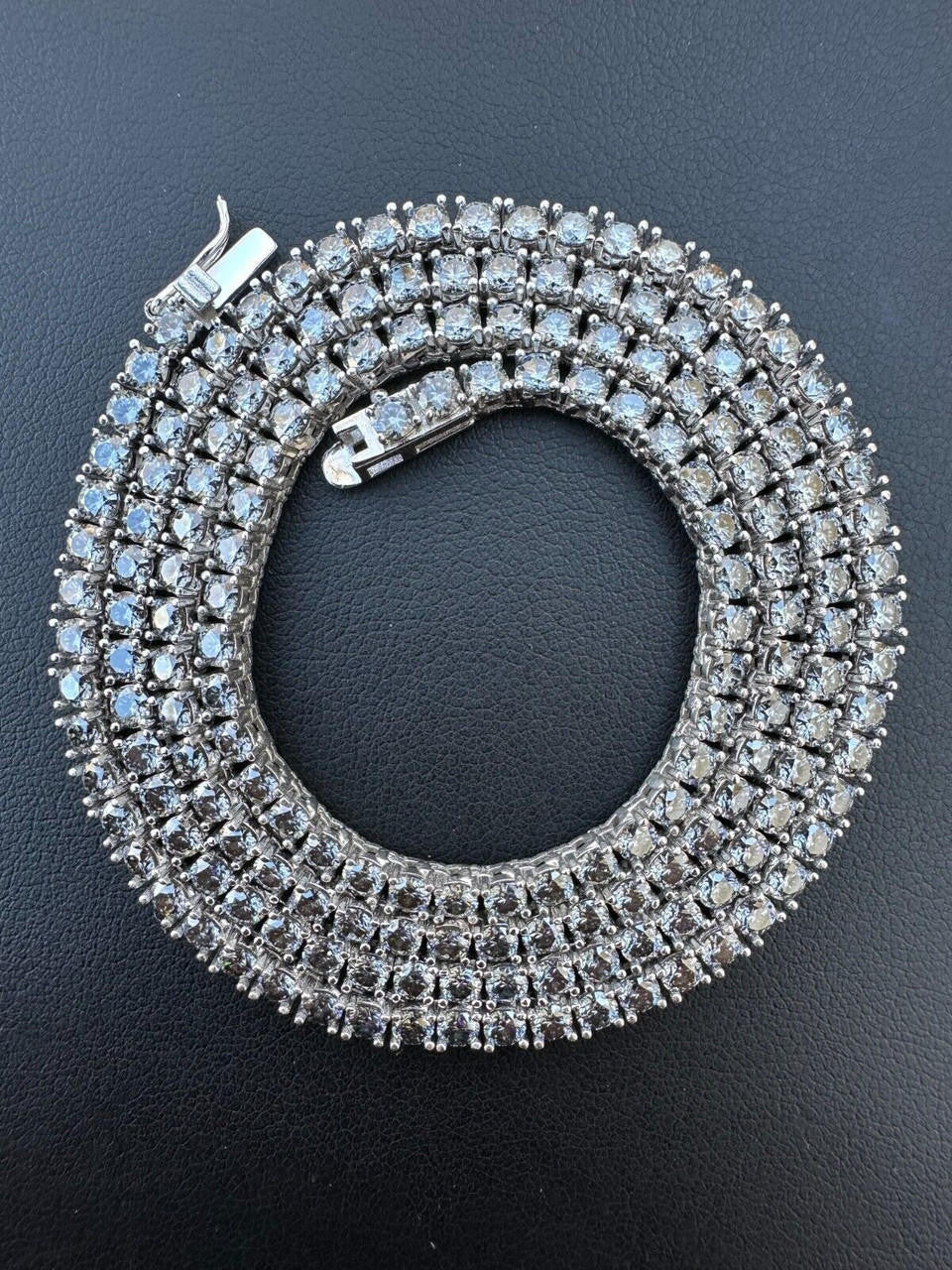 Italiano Silver, Inc. Real Blue Gray MOISSANITE 3mm Tennis Chain 925 Silver Iced Necklace Pass Tester