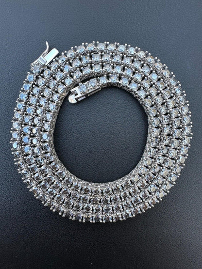 Italiano Silver, Inc. Real Blue Gray MOISSANITE 3mm Tennis Chain 925 Silver Iced Necklace Pass Tester