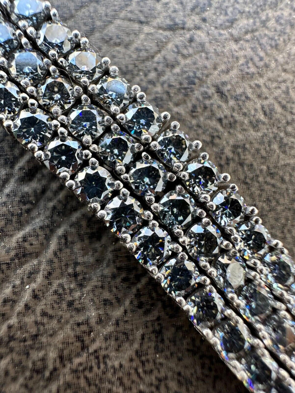 Italiano Silver, Inc. Real Blue Gray MOISSANITE 3mm Tennis Chain 925 Silver Iced Necklace Pass Tester