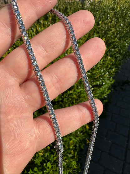 Italiano Silver, Inc. Real Blue Gray MOISSANITE 3mm Tennis Chain 925 Silver Iced Necklace Pass Tester