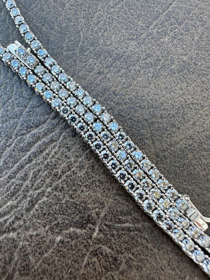 Italiano Silver, Inc. Real Blue Gray MOISSANITE 3mm Tennis Chain 925 Silver Iced Necklace Pass Tester