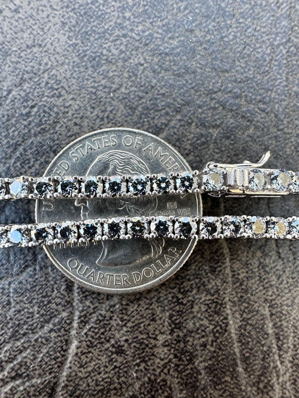 Italiano Silver, Inc. Real Blue Gray MOISSANITE 3mm Tennis Chain 925 Silver Iced Necklace Pass Tester