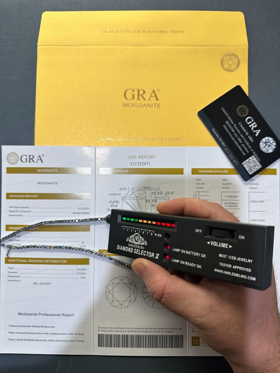 Italiano Silver, Inc. Real Blue Gray MOISSANITE 3mm Tennis Chain 925 Silver Iced Necklace Pass Tester