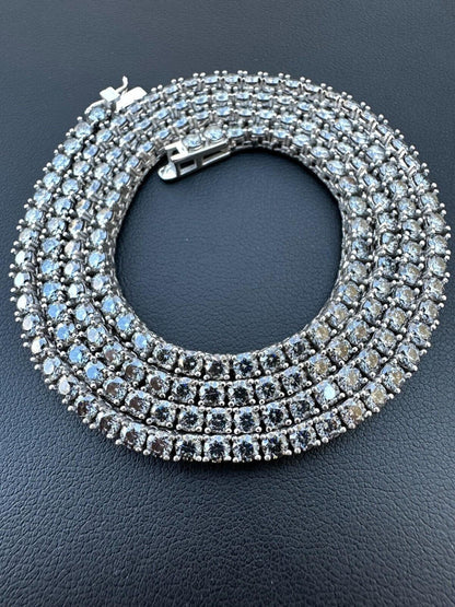 Italiano Silver, Inc. Real Blue Gray MOISSANITE 3mm Tennis Chain 925 Silver Iced Necklace Pass Tester