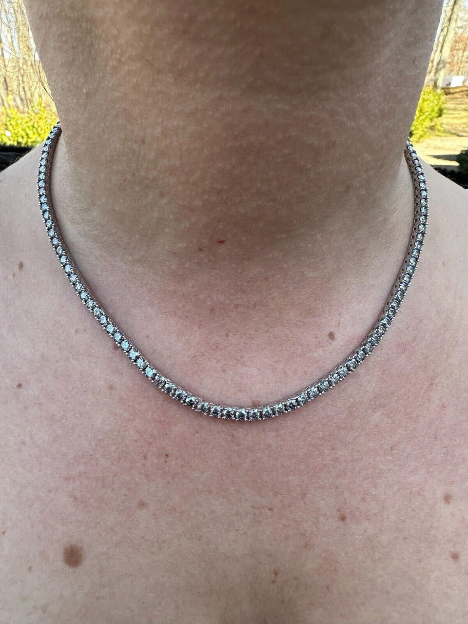 Italiano Silver, Inc. Real Blue Gray MOISSANITE 3mm Tennis Chain 925 Silver Iced Necklace Pass Tester