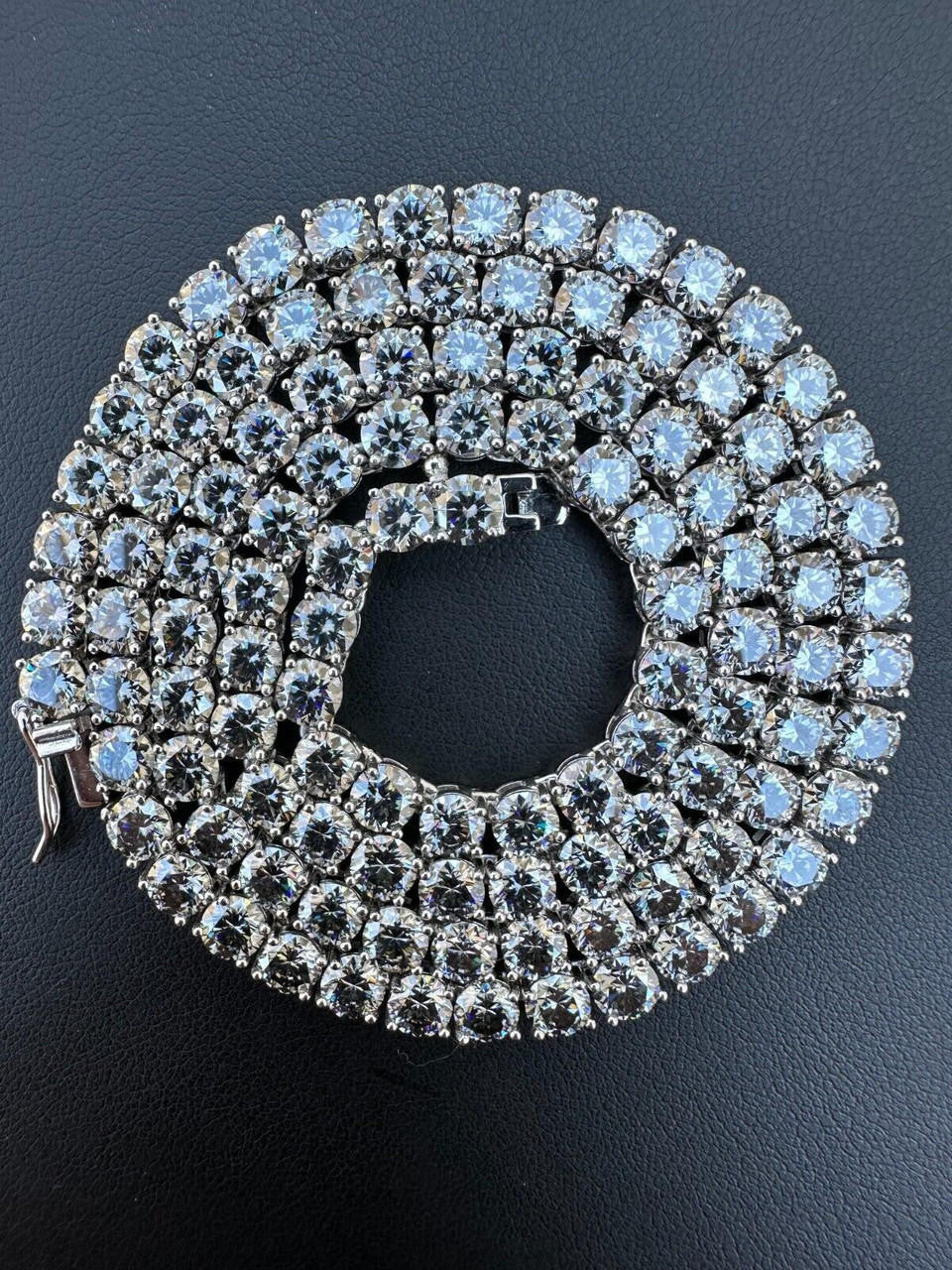 Italiano Silver, Inc. Real Blue Gray MOISSANITE 5mm Tennis Chain 925 Silver Iced Necklace Pass Tester