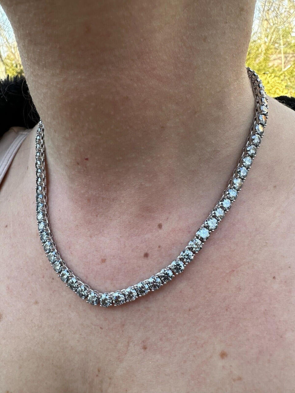 Italiano Silver, Inc. Real Blue Gray MOISSANITE 5mm Tennis Chain 925 Silver Iced Necklace Pass Tester