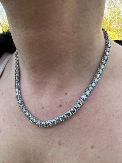 Italiano Silver, Inc. Real Blue Gray MOISSANITE 5mm Tennis Chain 925 Silver Iced Necklace Pass Tester