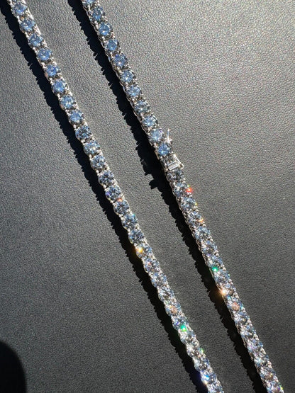 Italiano Silver, Inc. Real Blue Gray MOISSANITE 5mm Tennis Chain 925 Silver Iced Necklace Pass Tester