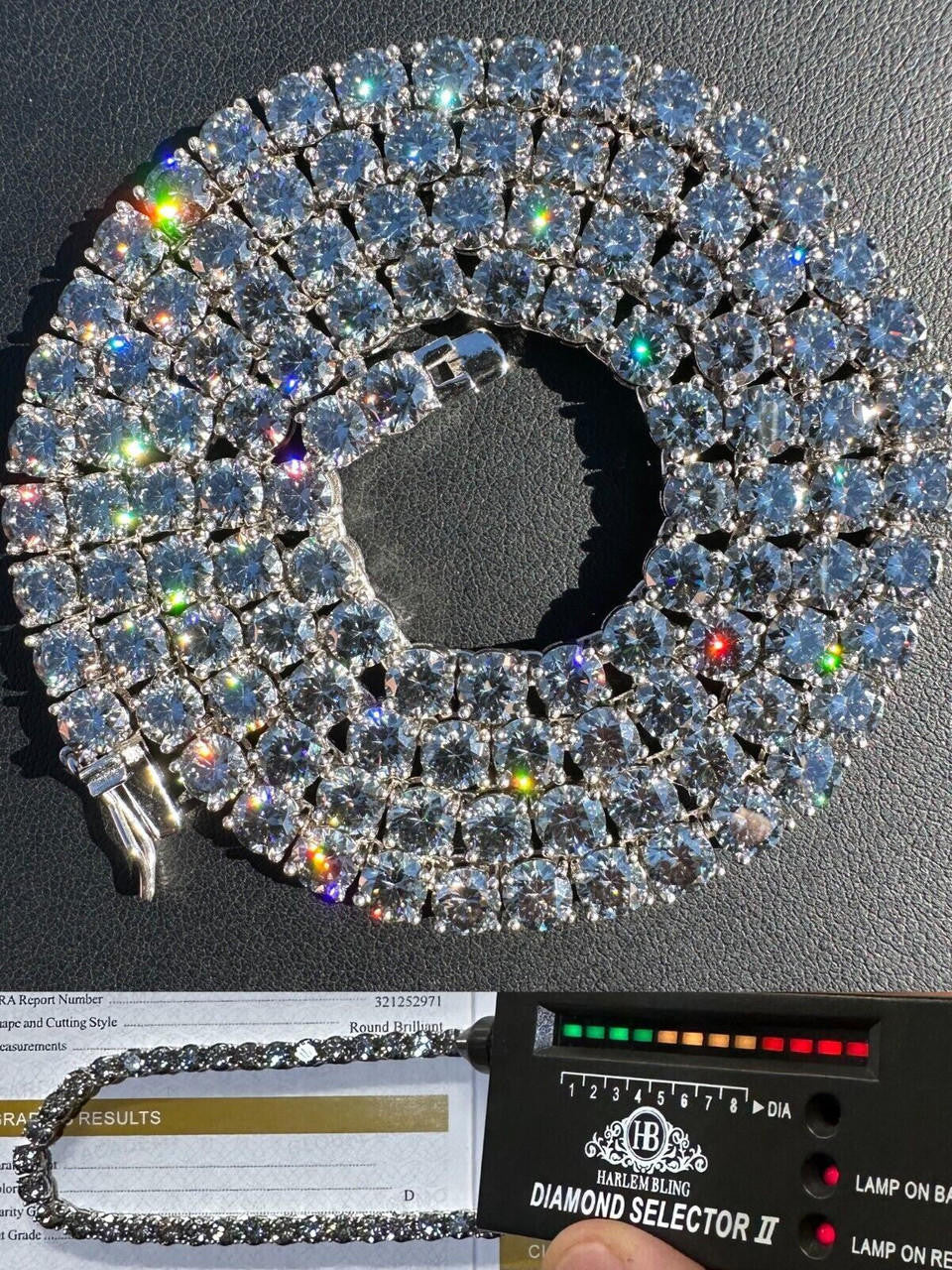 Italiano Silver, Inc. Real Blue Gray MOISSANITE 5mm Tennis Chain 925 Silver Iced Necklace Pass Tester