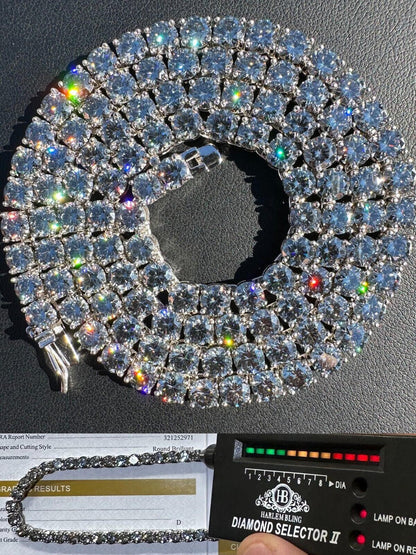 Italiano Silver, Inc. Real Blue Gray MOISSANITE 5mm Tennis Chain 925 Silver Iced Necklace Pass Tester