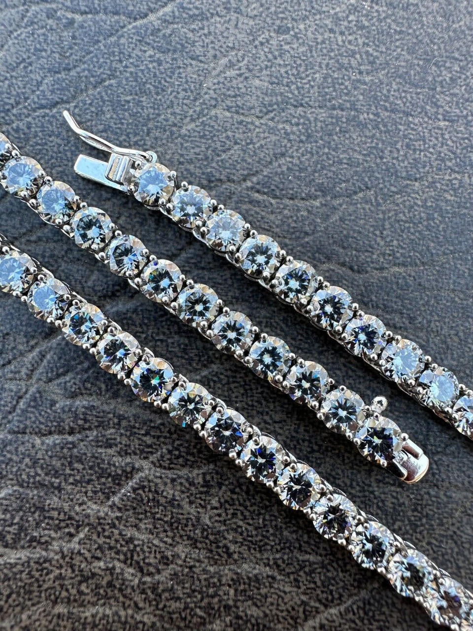 Italiano Silver, Inc. Real Blue Gray MOISSANITE 5mm Tennis Chain 925 Silver Iced Necklace Pass Tester