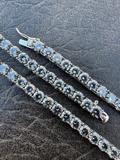 Italiano Silver, Inc. Real Blue Gray MOISSANITE 5mm Tennis Chain 925 Silver Iced Necklace Pass Tester