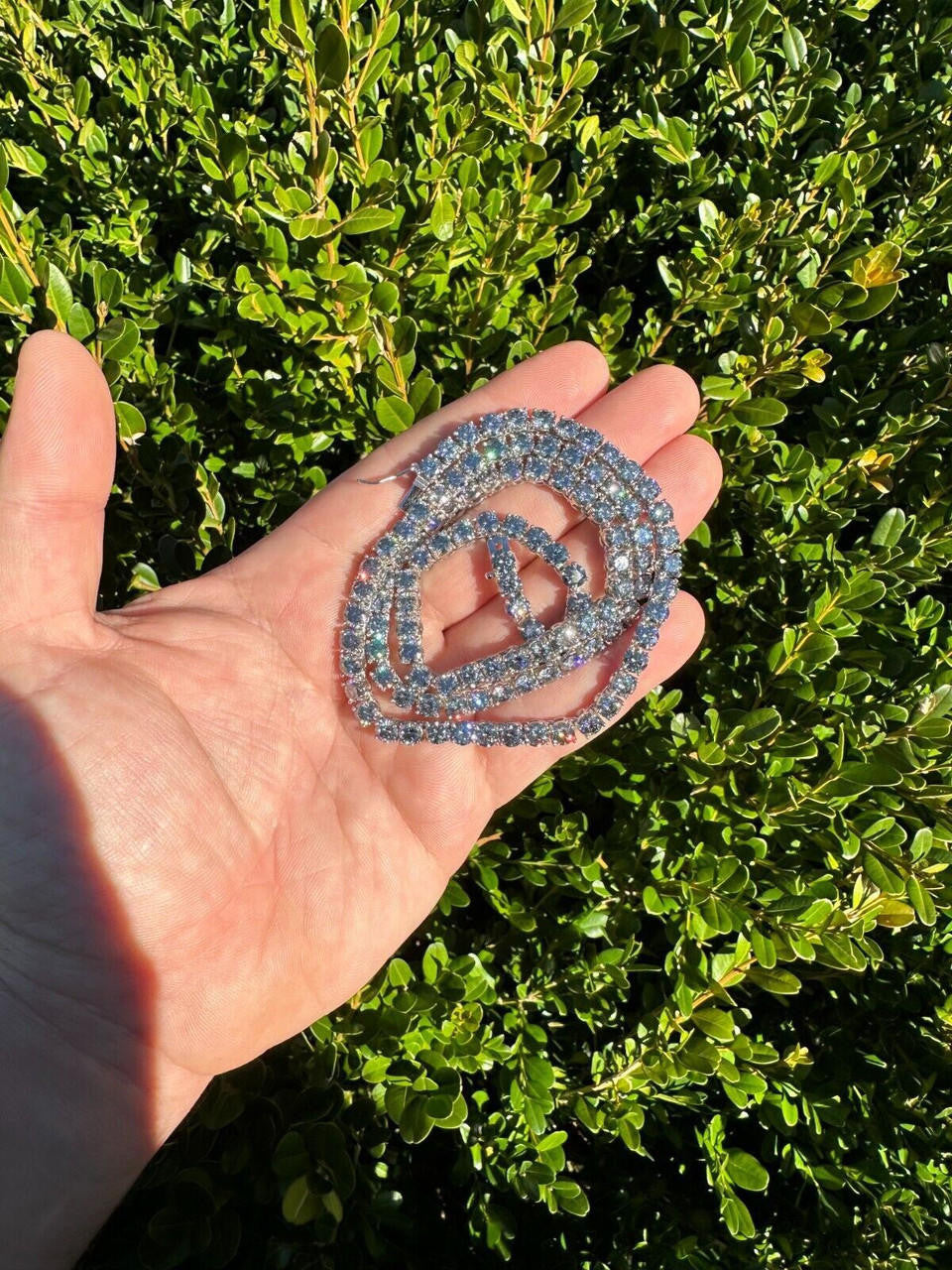 Italiano Silver, Inc. Real Blue Gray MOISSANITE 5mm Tennis Chain 925 Silver Iced Necklace Pass Tester