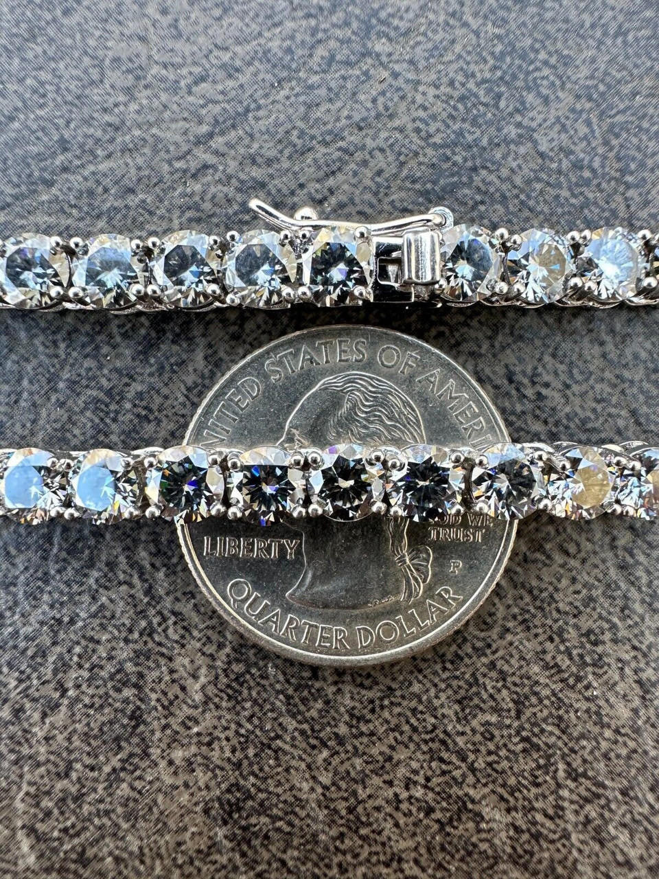 Italiano Silver, Inc. Real Blue Gray MOISSANITE 5mm Tennis Chain 925 Silver Iced Necklace Pass Tester