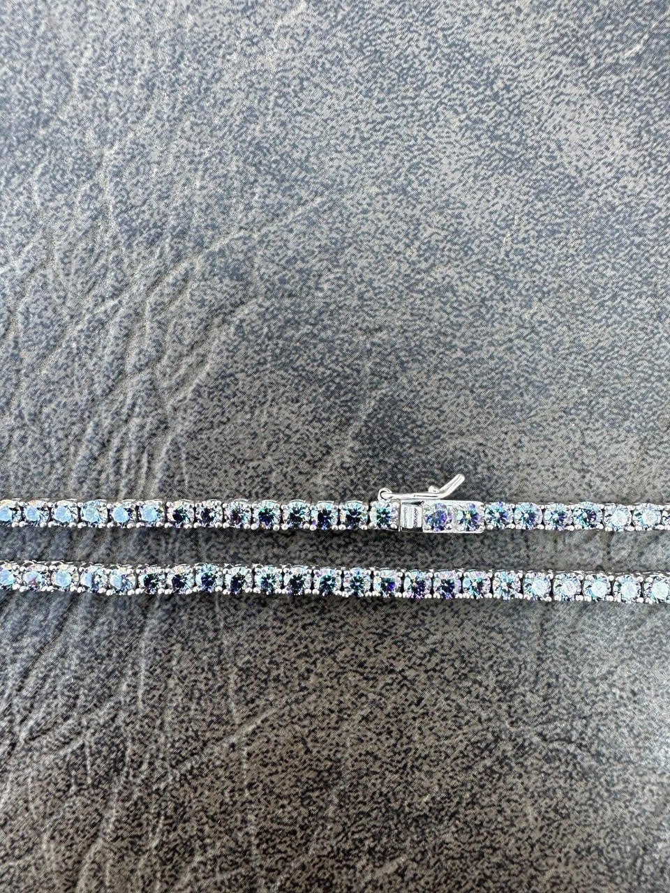 Italiano Silver, Inc. Real Blue MOISSANITE 3mm Tennis Chain 925 Silver Iced Necklace Pass Diamond Test