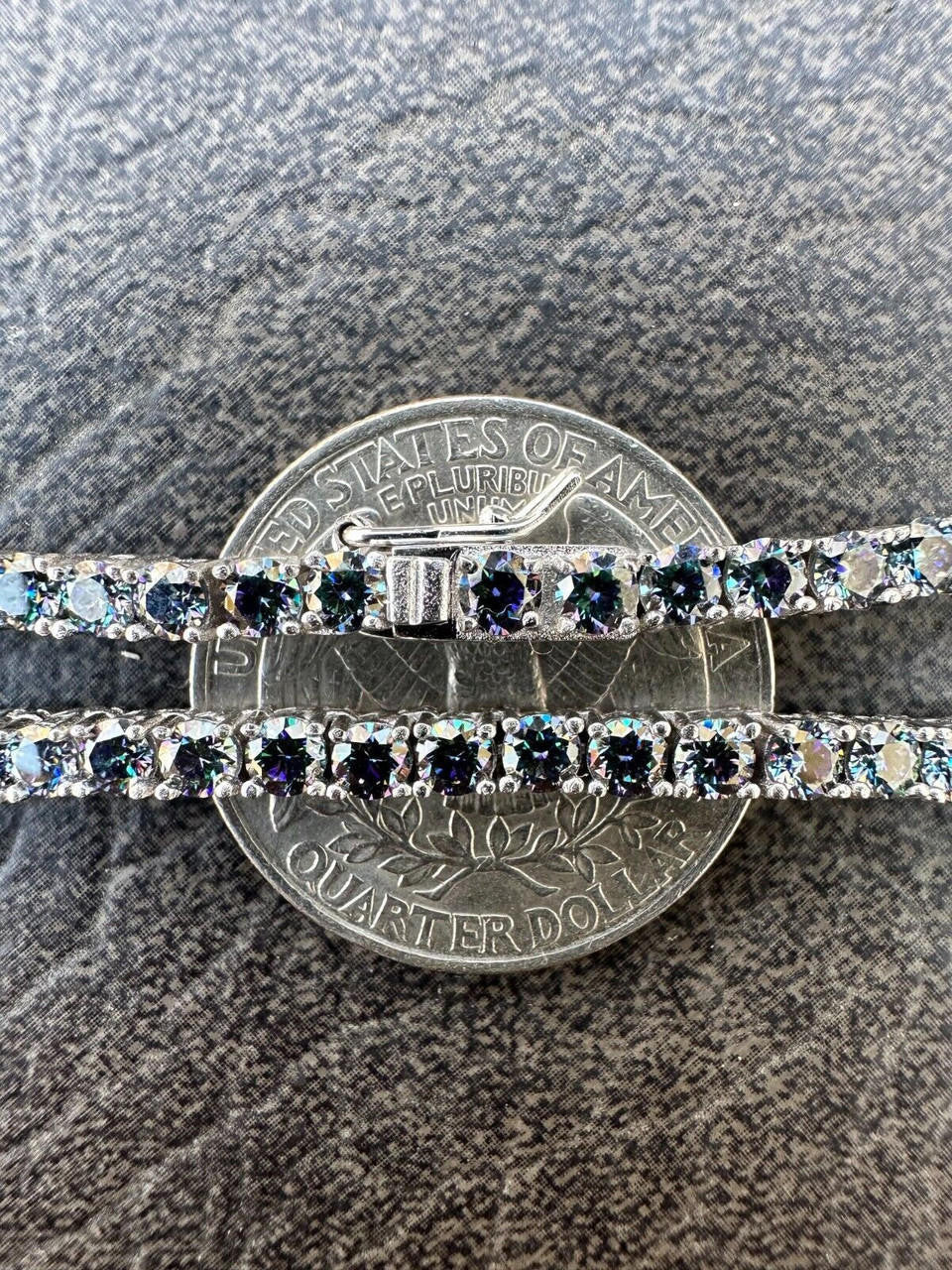 Italiano Silver, Inc. Real Blue MOISSANITE 3mm Tennis Chain 925 Silver Iced Necklace Pass Diamond Test
