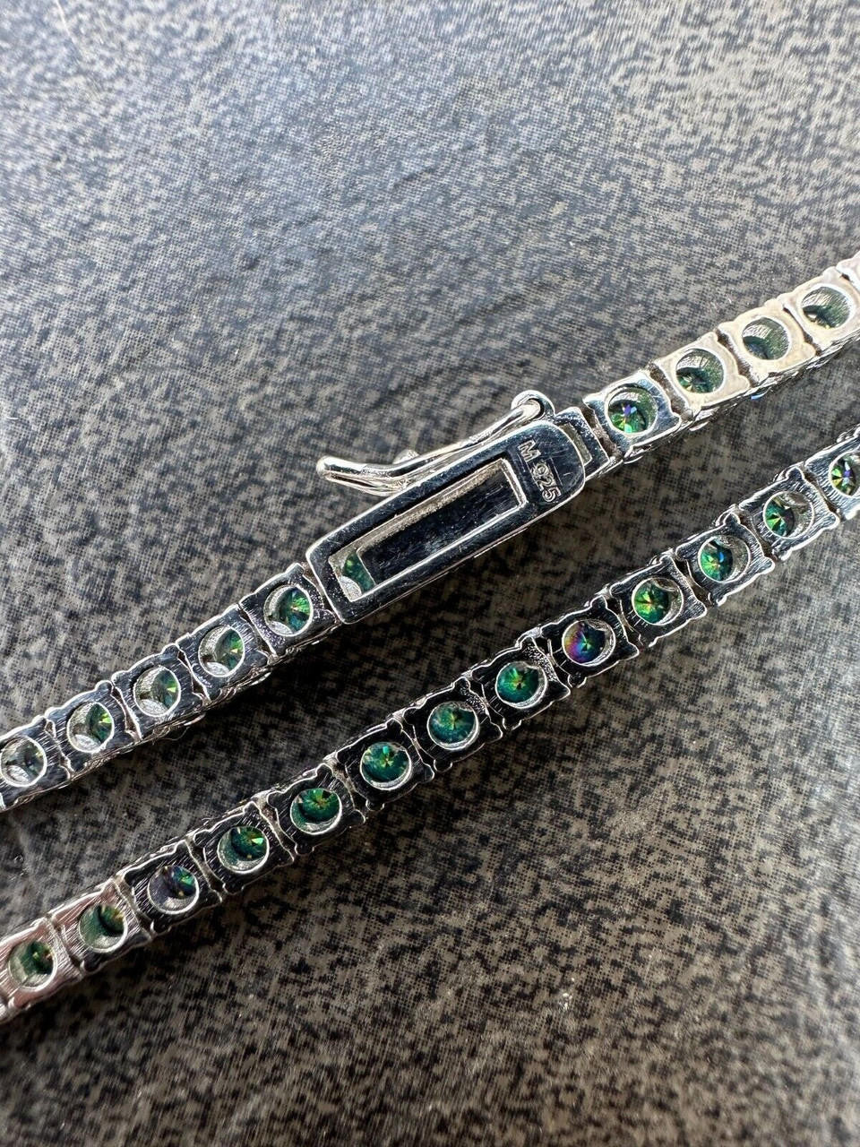 Italiano Silver, Inc. Real Blue MOISSANITE 3mm Tennis Chain 925 Silver Iced Necklace Pass Diamond Test