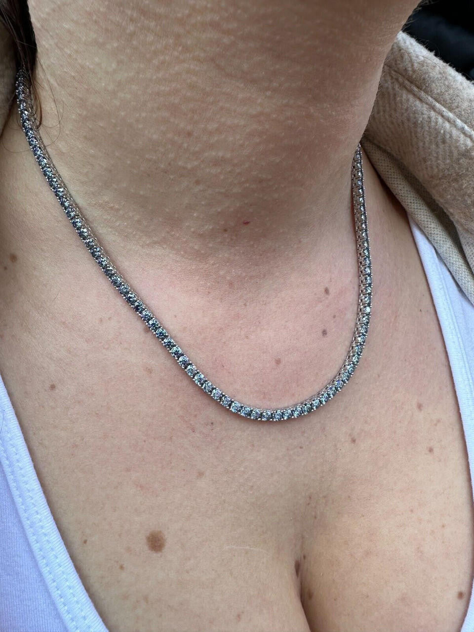 Italiano Silver, Inc. Real Blue MOISSANITE 3mm Tennis Chain 925 Silver Iced Necklace Pass Diamond Test