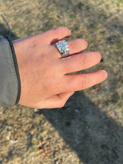 Italiano Silver, Inc Real Genuine 925 Silver Diamond Iced Baguette Mens Pinky Square Hip Hop RING