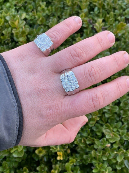 Italiano Silver, Inc Real Genuine 925 Silver Diamond Iced Baguette Mens Pinky Square Hip Hop RING