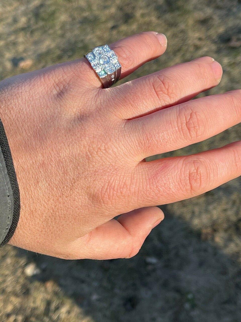 Italiano Silver, Inc Real Genuine 925 Silver Diamond Iced Baguette Mens Pinky Square Hip Hop RING