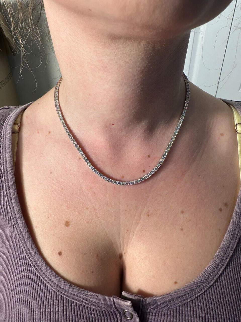 Italiano Silver, Inc. Real Opal Rainbow MOISSANITE 3mm Tennis Chain 925 Silver Iced Necklace Pass Test