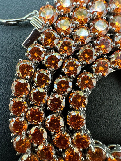 Italiano Silver, Inc. Real Orange MOISSANITE 5mm Tennis Chain 925 Silver Iced Necklace Pass Tester