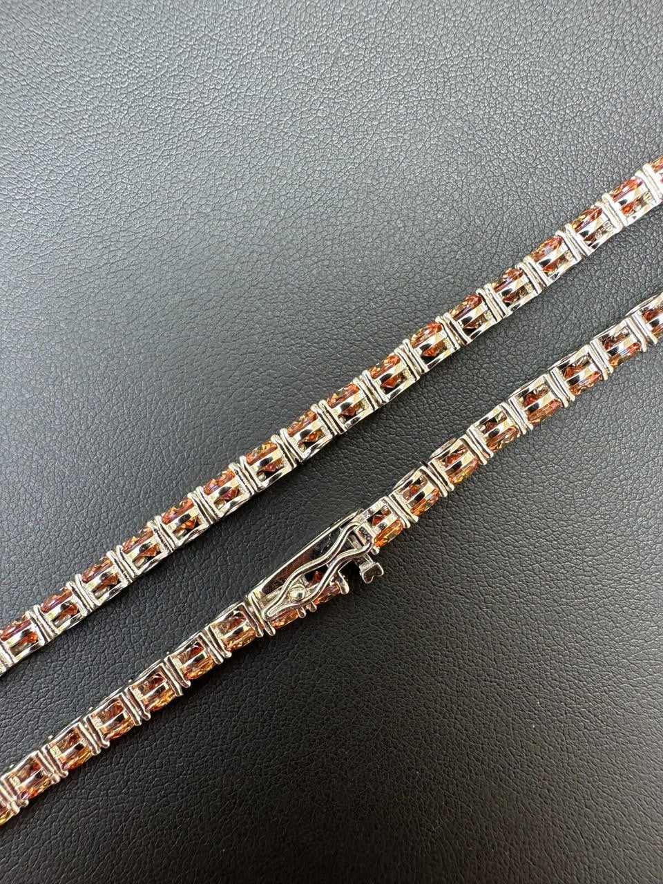 Italiano Silver, Inc. Real Orange MOISSANITE 5mm Tennis Chain 925 Silver Iced Necklace Pass Tester