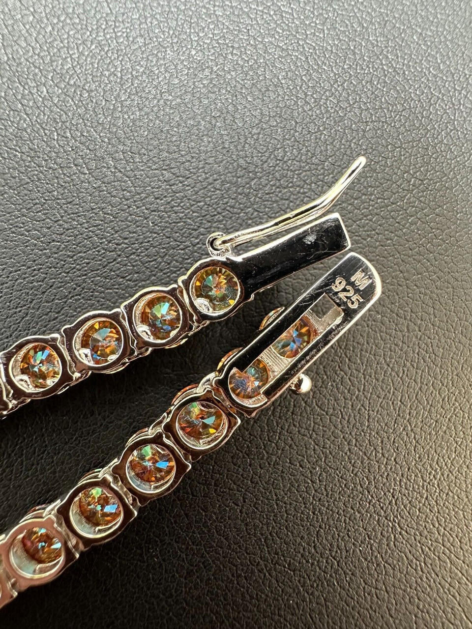 Italiano Silver, Inc. Real Orange MOISSANITE 5mm Tennis Chain 925 Silver Iced Necklace Pass Tester