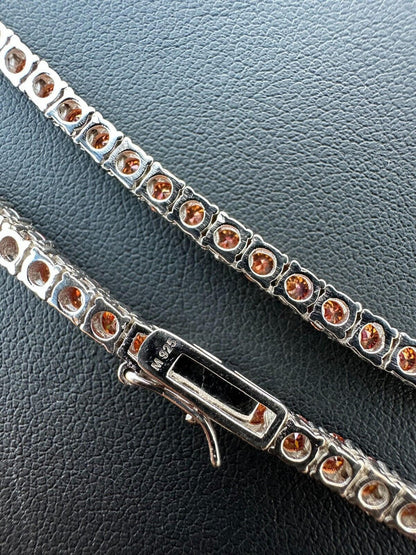 Italiano Silver, Inc. Real Pink MOISSANITE 3mm Tennis Chain 925 Silver Iced Necklace Pass Diamond Test