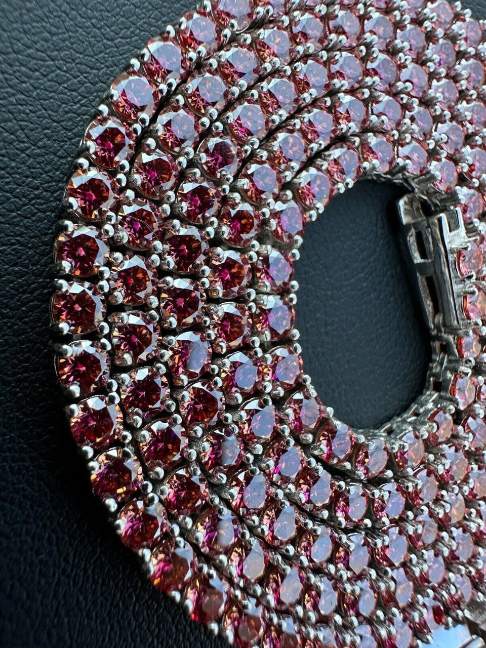 Italiano Silver, Inc. Real Pink MOISSANITE 3mm Tennis Chain 925 Silver Iced Necklace Pass Diamond Test