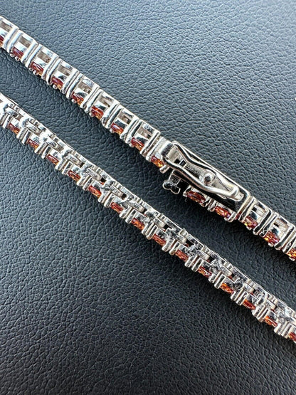 Italiano Silver, Inc. Real Pink MOISSANITE 3mm Tennis Chain 925 Silver Iced Necklace Pass Diamond Test