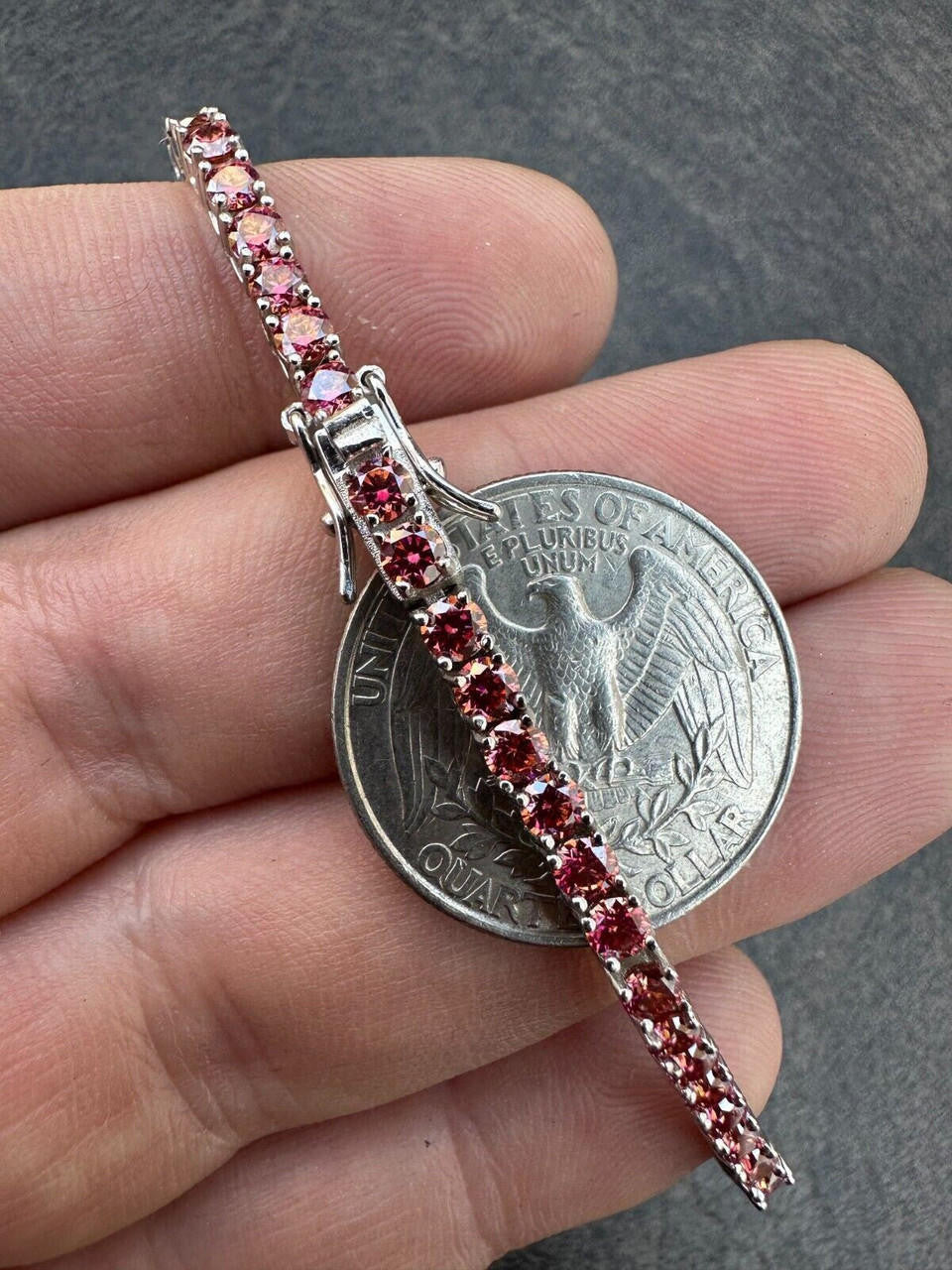 Italiano Silver, Inc. Real Pink MOISSANITE 3mm Tennis Chain 925 Silver Iced Necklace Pass Diamond Test