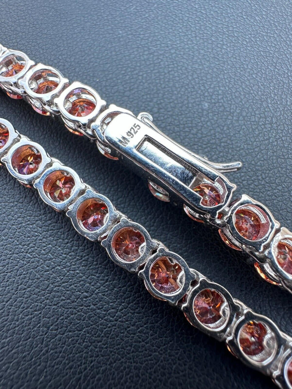 Italiano Silver, Inc. Real Pink MOISSANITE 5mm Tennis Chain 925 Silver Iced Necklace Pass Diamond Test