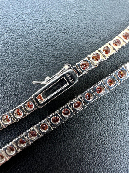 Italiano Silver, Inc. Real Ruby Red MOISSANITE 3mm Tennis Chain 925 Silver Iced Necklace Pass Test