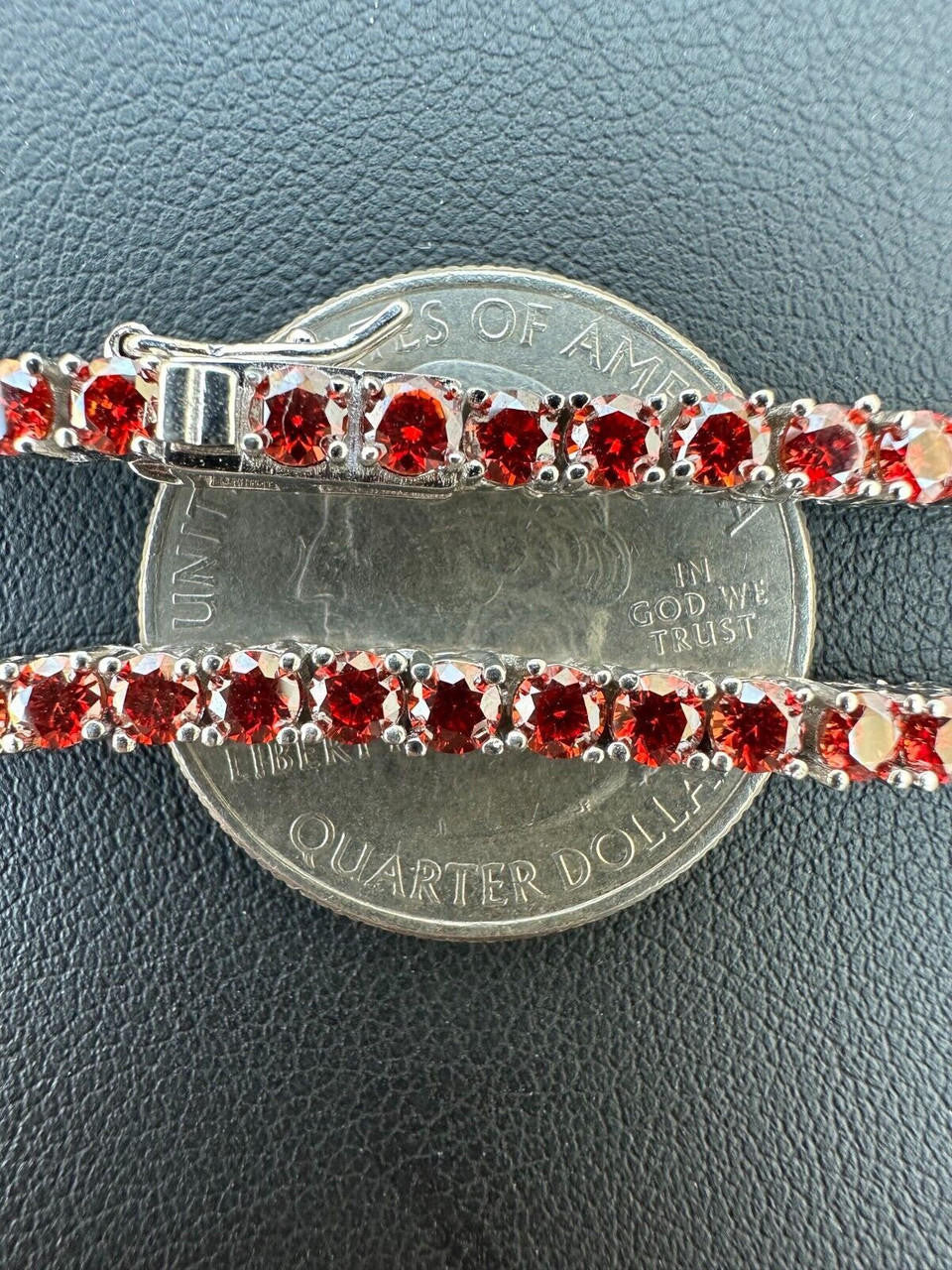 Italiano Silver, Inc. Real Ruby Red MOISSANITE 3mm Tennis Chain 925 Silver Iced Necklace Pass Test
