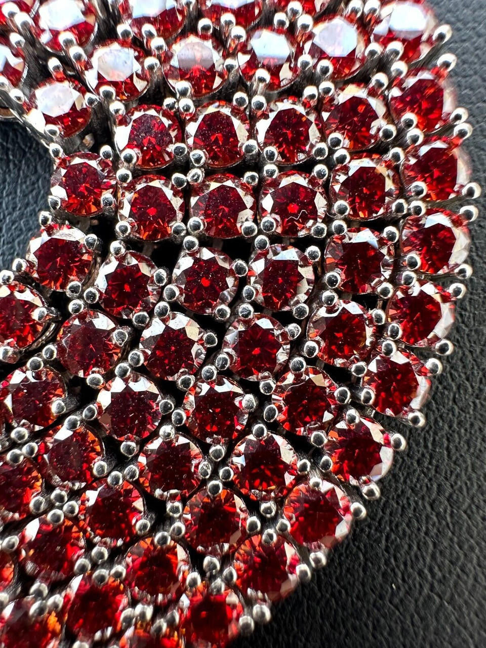 Italiano Silver, Inc. Real Ruby Red MOISSANITE 3mm Tennis Chain 925 Silver Iced Necklace Pass Test