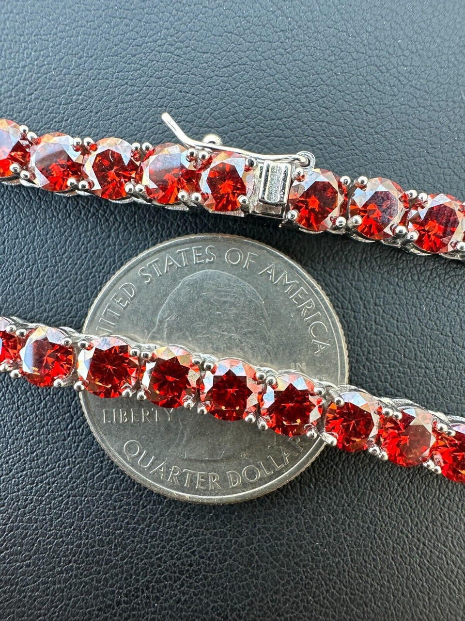 Italiano Silver, Inc. Real Ruby Red MOISSANITE 5mm Tennis Chain 925 Silver Iced Necklace Pass Tester