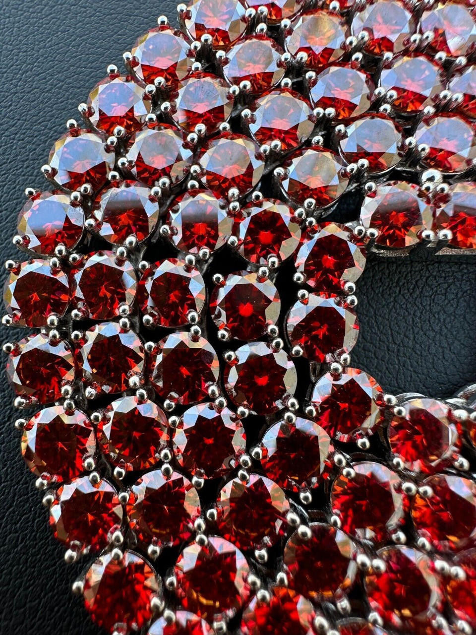 Italiano Silver, Inc. Real Ruby Red MOISSANITE 5mm Tennis Chain 925 Silver Iced Necklace Pass Tester