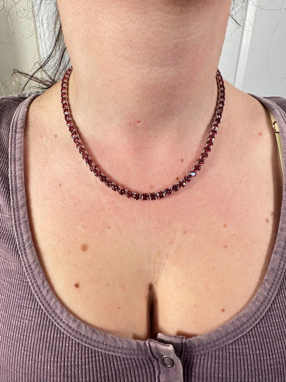 Italiano Silver, Inc. Real Ruby Red MOISSANITE 5mm Tennis Chain 925 Silver Iced Necklace Pass Tester