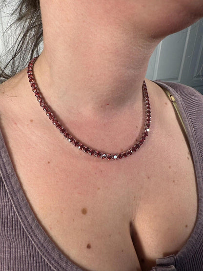 Italiano Silver, Inc. Real Ruby Red MOISSANITE 5mm Tennis Chain 925 Silver Iced Necklace Pass Tester