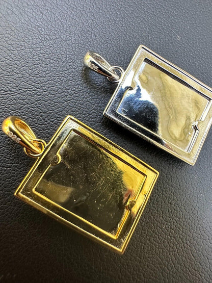 Italiano Silver, Inc. Real Solid 925 Silver / Plain Gold Plated Cross Jesus Medallion Pendant Necklace