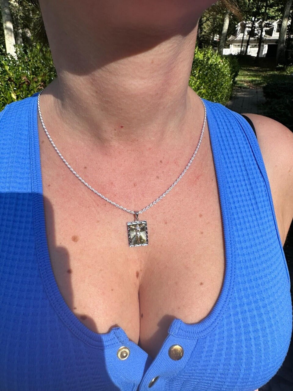 Italiano Silver, Inc. Real Solid 925 Silver / Plain Gold Plated Cross Jesus Medallion Pendant Necklace