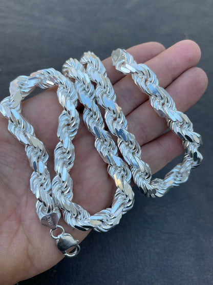 Italiano Silver, Inc Real Solid 925 Sterling Silver 11mm Thick Mens Rope Chain Necklace Heavy Kilo